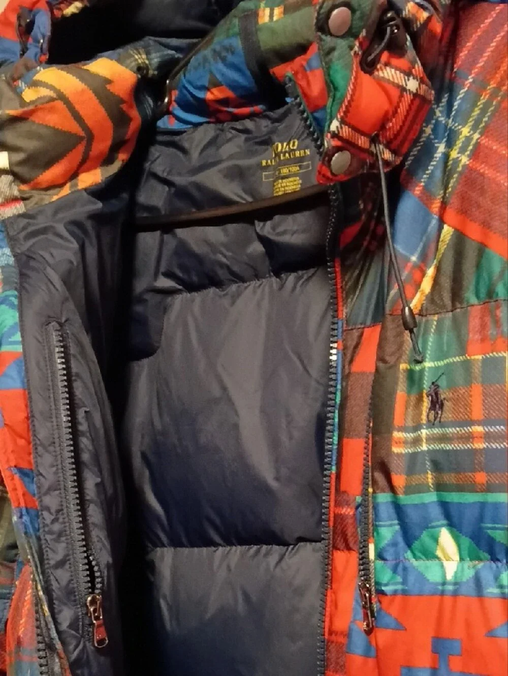 Polo by Ralph Lauren Red, Blue & Green Plaid Geo Puffer Jacket